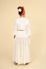 חצאית שופעת בצבעים חלקים