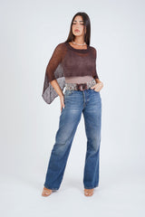 עליונית פונצ'ו צבע חום