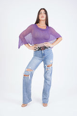 עליונית פונצ'ו צבע סגול