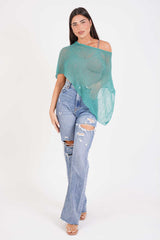 עליונית פונצ'ו צבע סלדין