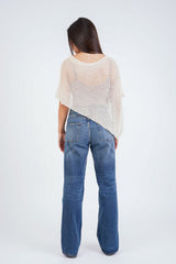 עליונית פונצ'ו צבע שמנת