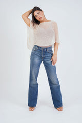 עליונית פונצ'ו צבע שמנת