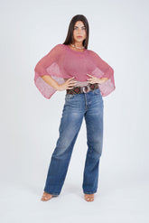 עליונית פונצ'ו ורוד מעושן