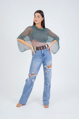 עליונית פונצ'ו צבע ירוק בקבוק