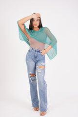 עליונית פונצ'ו צבע סלדין