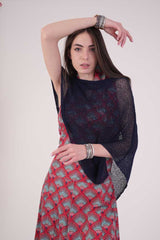 עליונית פונצ'ו צבע כחול