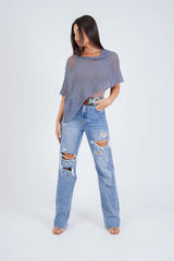 עליונית פונצ'ו צבע אפור בהיר