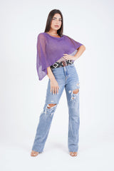 עליונית פונצ'ו צבע סגול