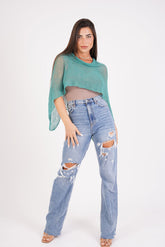 עליונית פונצ'ו צבע סלדין