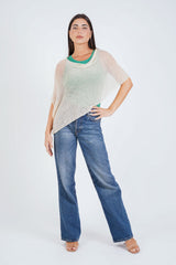 עליונית פונצ'ו צבע שמנת