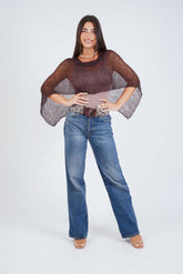 עליונית פונצ'ו צבע חום