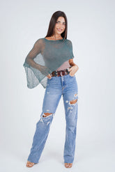 עליונית פונצ'ו צבע ירוק בקבוק