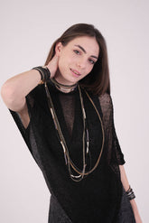 עליונית פונצ'ו צבע שחור