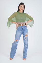 עליונית פונצ'ו צבע ירוק תפוח