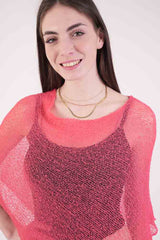 עליונית פונצ'ו צבע קורל