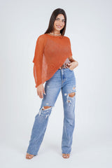 עליונית פונצ'ו צבע חלודה