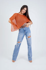 עליונית פונצ'ו צבע חלודה