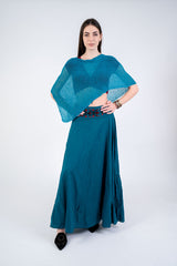 עליונית פונצ'ו צבע טורקיז