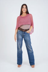 עליונית פונצ'ו ורוד מעושן