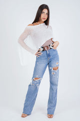 עליונית פונצ'ו צבע לבן