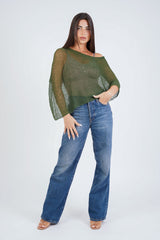 עליונית פונצ'ו צבע ירוק זית