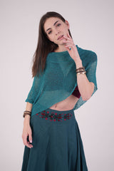 עליונית פונצ'ו צבע טורקיז