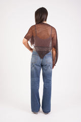 עליונית פונצ'ו צבע חום