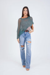 עליונית פונצ'ו צבע ירוק בקבוק