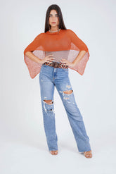 עליונית פונצ'ו צבע חלודה