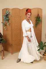 חצאית שופעת בצבעים חלקים