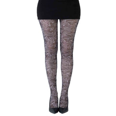 גרביון עם רגל בהדפס שיש מונוכרומי