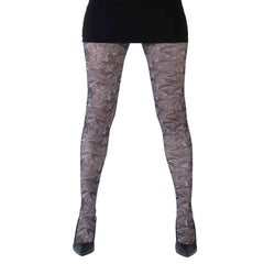 גרביון עם רגל בהדפס שיש מונוכרומי