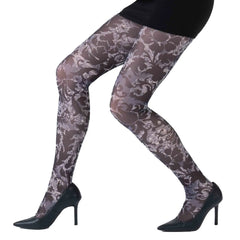 גרביון עם רגל בהדפס תחרה מלכותית