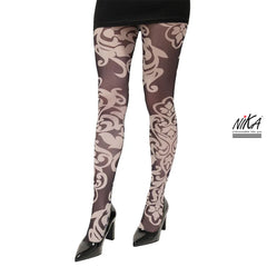 גרביון עם רגל באפקט קעקוע יוקרתי