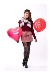 גרביון עם רגל בהדפס שושנים תחרה (שחור על אפור)