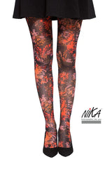 גרביון עם רגל בהדפס שקיעה פרחונית