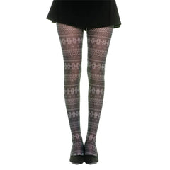 גרביון עם רגל בהדפס משולב