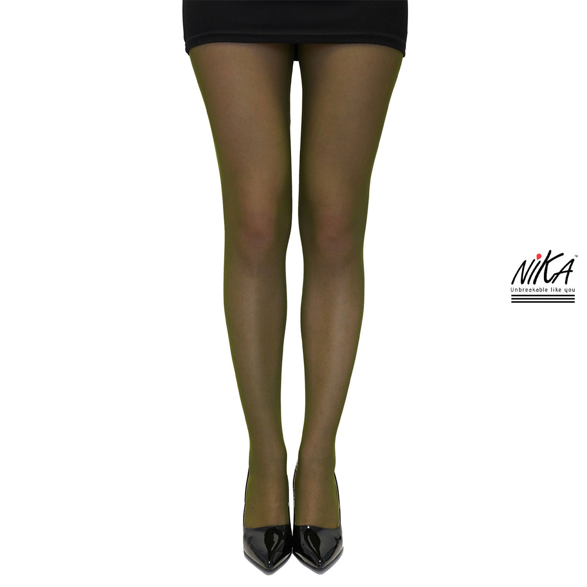 גרביון עם רגל בצבע ירוק זית