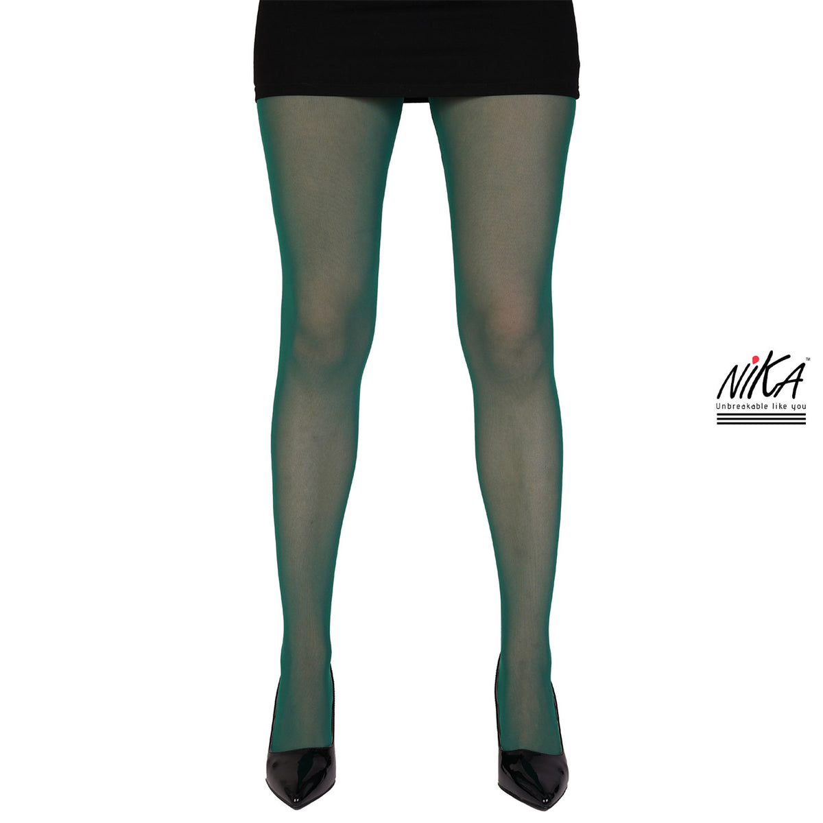 גרביון עם רגל בצבע ירוק בקבוק