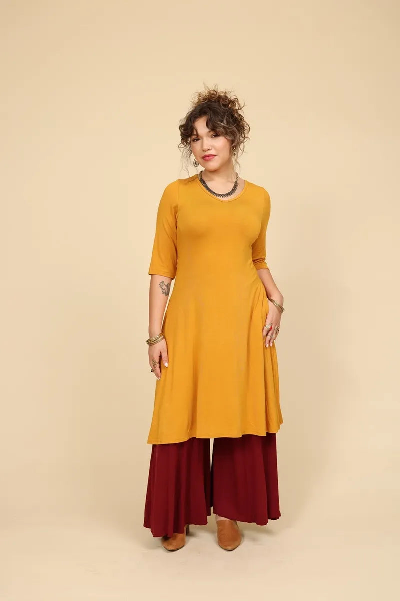 שמלת שני שרוול 3/4