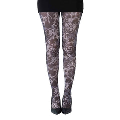 גרביון עם רגל בהדפס תחרה מלכותית