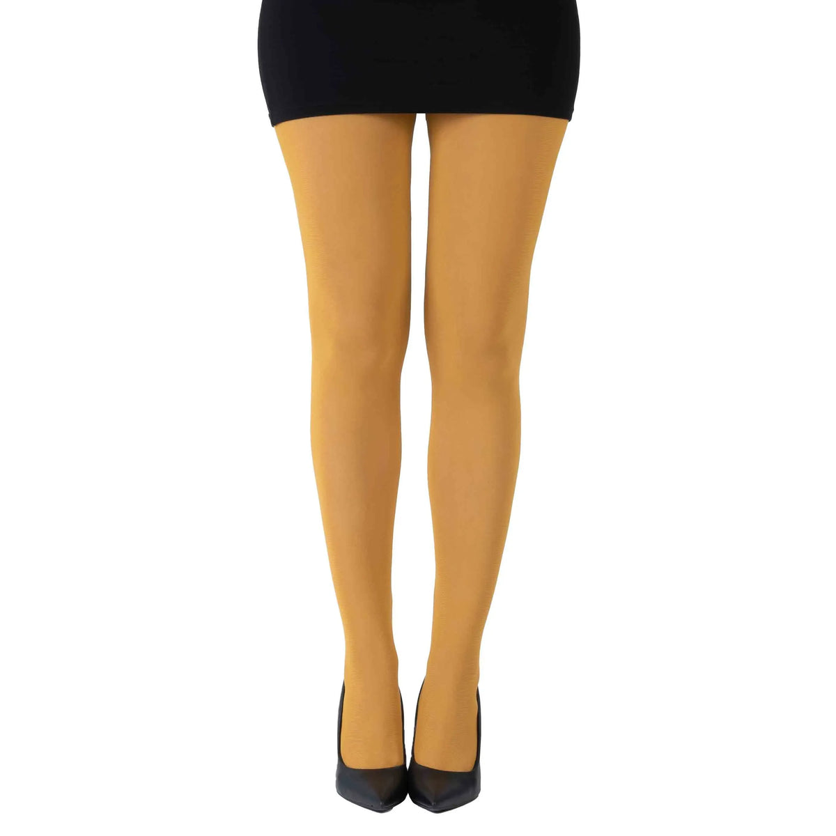 גרביון עם רגל בצבע צהוב חרדל