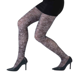 גרביון עם רגל בהדפס שיש מונוכרומי