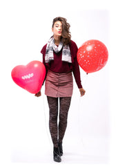 גרביון עם רגל בהדפס שושנים תחרה (שחור על אפור)