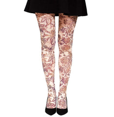 גרביון עם רגל בהדפס פרחוני