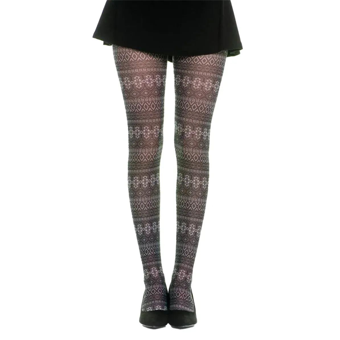 גרביון עם רגל בהדפס משולב