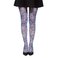 גרביון עם רגל בהדפס שושנים תחרה ( כחול על תכלת)