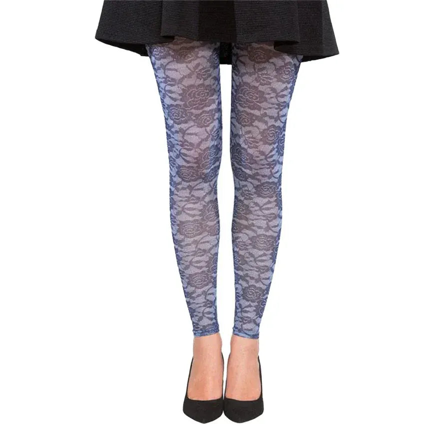 גרביון ללא רגל בהדפס שושנים תחרה ( כחול על תכלת)