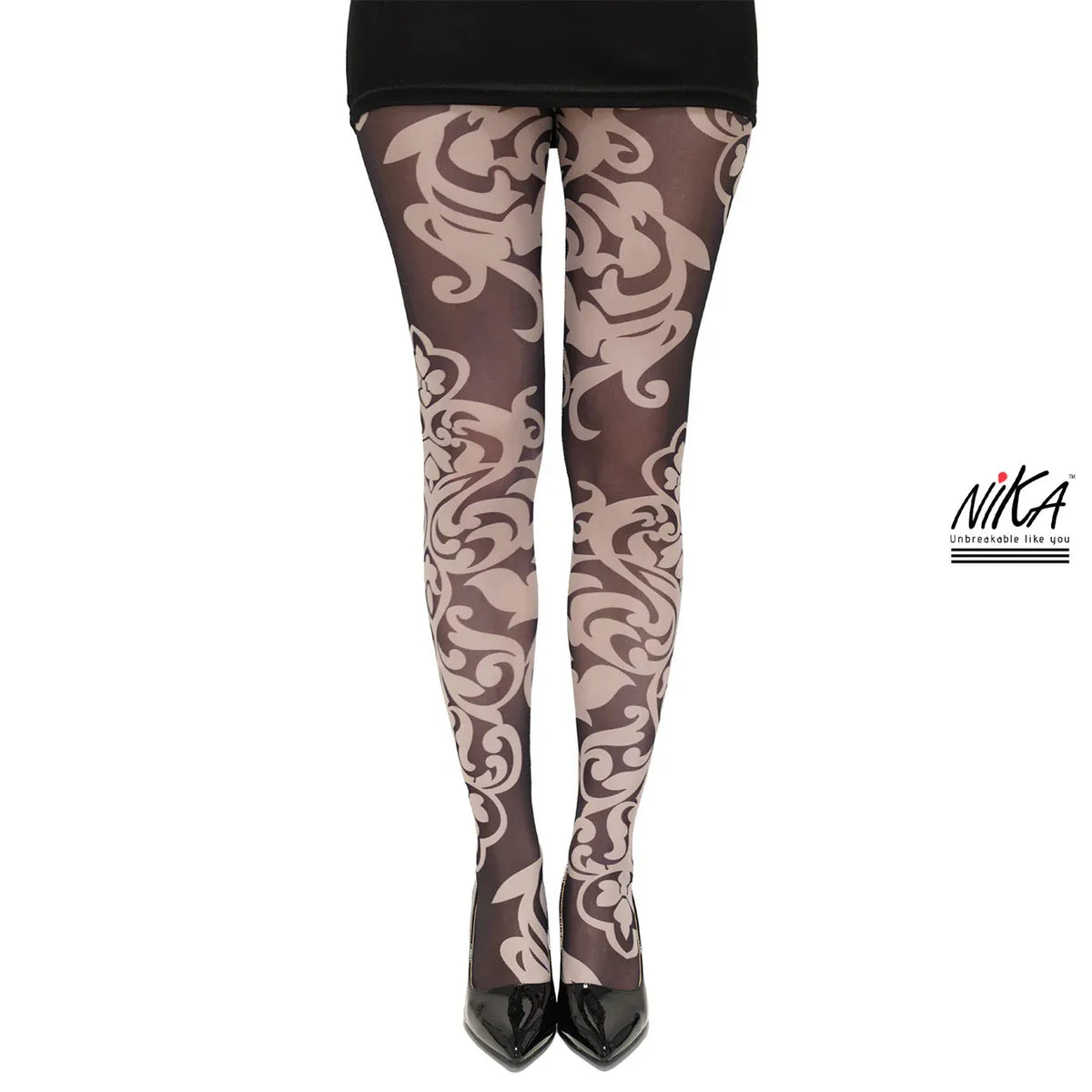 גרביון עם רגל באפקט קעקוע יוקרתי