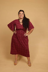 שמלה מקסי - אתנית עם שרוולים מתרחבים